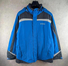 Columbia Coat Mens Large Blue Hooded Omni-Heat