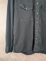 Alpha Industries Shirt Mens L Large Black Vintage Denim Button Up