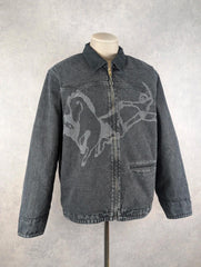 Lorenz Jacket Men’s Large Black / Washed Charcoal Graphic Zip-Up Vintage Style