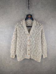 Hand Knitted Cardigan Womens Medium M Beige