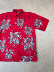Y2K Japanese Shirt Mens Small Short Sleeve Button Up Floral Festival Skater