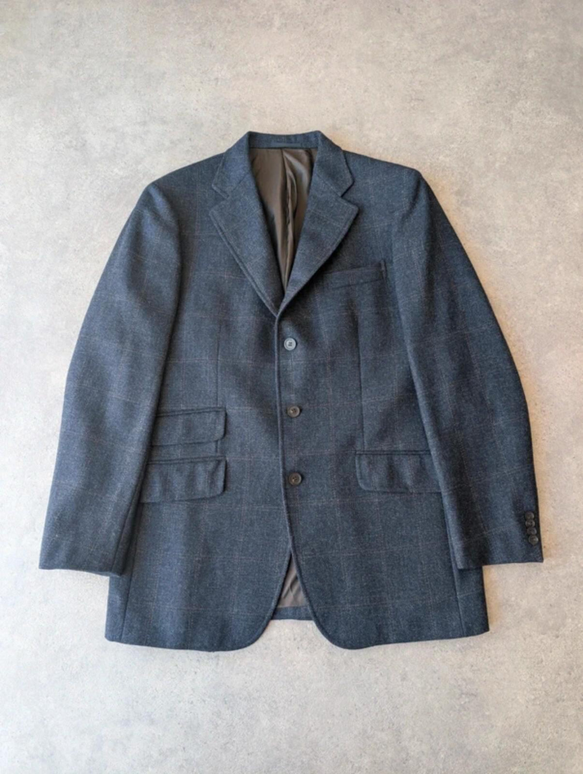 CP Company Blazer Men’s 42R Blue Check Wool Made In Italy Tailored Vintage