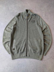 PME Legend Full Zip Knitted Jumper Men’s Medium Khaki Textured Casual