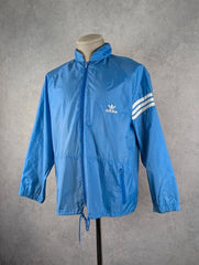 Adidas Windbreaker Vintage 1970s Blue Nylon Track Jacket Men’s Large