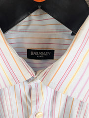Balmain Shirt Mens Extra White XL Large Dress Stripped Long Sleeve