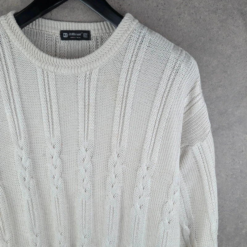 St Michael Jumper Mens Large L Ivory Vintage 90s Knitted Pullover
