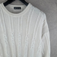 St Michael Jumper Mens Large L Ivory Vintage 90s Knitted Pullover