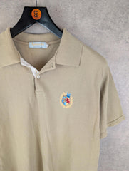 Aquascutum Polo Shirt Mens Extra Large XL Beige Vintage 90s Short Sleeve Cotton