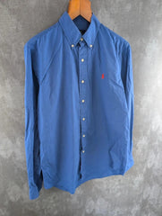 Polo Ralph Shirt Mens Medium M Blue Long Sleeve