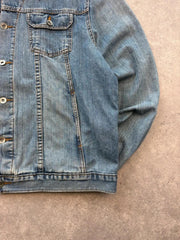 Y2K Denim Jacket Women’s 2XL Blue Trucker Oversized Casual Western