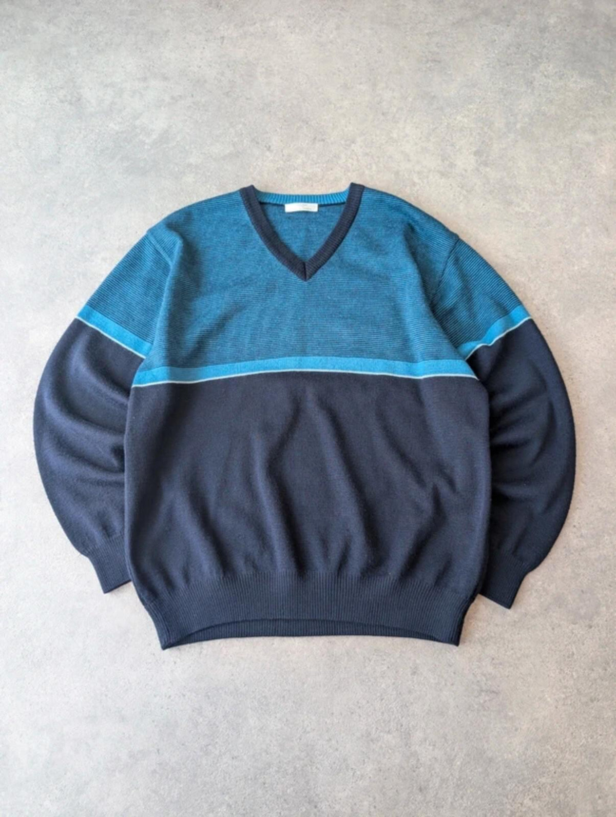 St Michael Jumper Mens Medium Blue Vintage 1990s Pullover Made In Italy Knitted