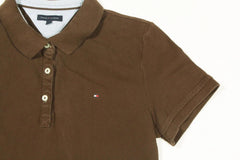 Tommy Hilfiger Polo Shirt Womens Medium M Brown Short Sleeve