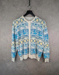 Malina Wong Cardigan Womens Large L Knitted Vintage Button-Up