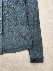 Y2K Blouse Women’s Medium Black Textured Long Sleeve Shirt Sparkly