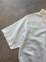 Vintage 1980s Polo Shirt Men’s Large White Short Sleeve Lightweight Elasticated