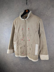 Natural Territory Jacket Womens Large L Embroidered Sherpa Floral