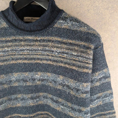 Gio Ferrari Jumper Womens Large L Blue Wool Vintage Knitted Italian