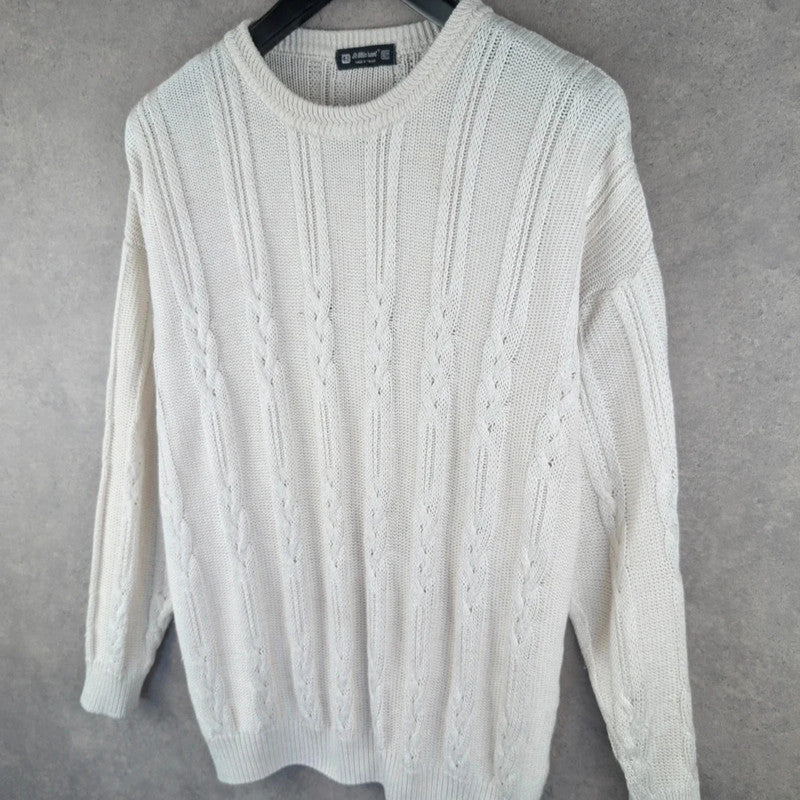 St Michael Jumper Mens Large L Ivory Vintage 90s Knitted Pullover