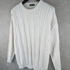 St Michael Jumper Mens Large L Ivory Vintage 90s Knitted Pullover