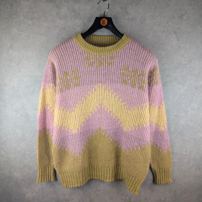 Hand Knitted Jumper Womens 2XL XXL Lilac Pullover