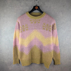 Hand Knitted Jumper Womens 2XL XXL Lilac Pullover