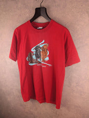 Jerzees Dog Print T-Shirt Mens M Medium Red Dachshund