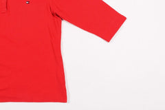 Tommy Hilfiger Polo Shirt 3/4 Sleeve Large L Red