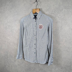 Tommy Hilfiger Shirt Womens Blouse Size Small Striped Long Sleeve Logo