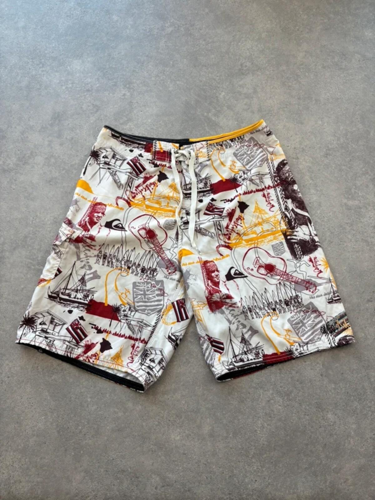 Y2K Quiksilver Board Shorts Men’s W33 Surf Skater Hawaiian Swim Shorts