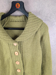 Hand Knitted Jumper Womens Small S Green