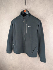 Fila Jumper Mens Medium M Black Fleece Vintage Full Zip