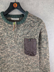 Anerkjendt Jumper Mens Medium M Brown Quarter Zip Wool