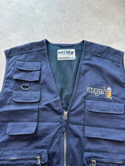 Vintage 1990s Utility Gilet Men’s Large Navy Y2K Workwear Cargo Fishing Utility