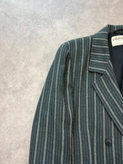 Jaeger Blazer Women’s 14 Vintage 1990s Wool Alpaca Striped Double Breasted