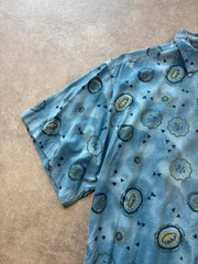 Vintage 1990s Shirt Men’s Large Blue Abstract Pattern Short Sleeve Retro