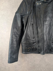 Vintage Motorcycle Leather Jacket Mens Small S Black Vintage 90s