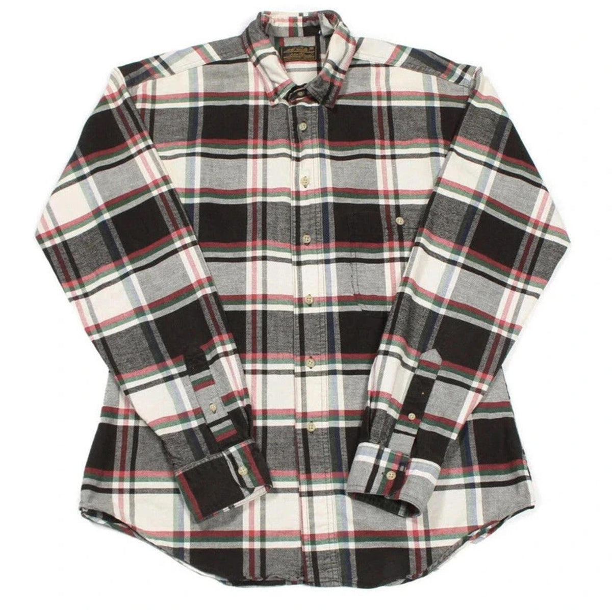 Eddie Bauer Flannel Shirt Button Down Mens S Small Check Plaid Retro