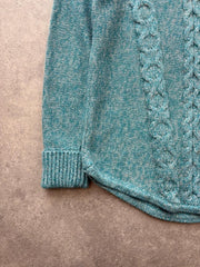 L.L. Bean Roll Neck Jumper Women’s Medium Blue Cable Knit Chunky Knit