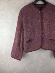 Reldan Cardigan Womens Medium M Burgundy Vintage Wool Mohair