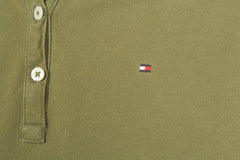 Tommy Hilfiger Polo Shirt Womens Medium m Khaki Short Sleeve