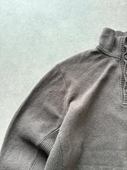 Lacoste Jumper Men’s Large Brown Knitted High Neck Quarter Button Boxy Fit