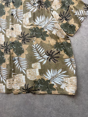 Hawaiian Shirt Men’s 2XL Green Tropical Short Sleeve Holiday Festival Surf