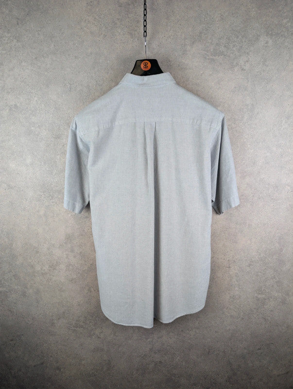 Thomas Burberry Shirt Mens Large L Grey Short Sleeve Cotton