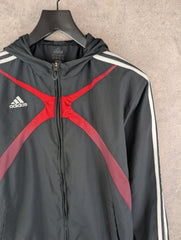 Adidas Jacket Mens M Medium Black Y2K Hooded Full Zip