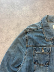Y2K Denim Jacket Women’s 2XL Blue Trucker Oversized Casual Western