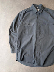 Y2K Utility Shirt Men’s XL Grey Workwear Technical Long Sleeve Oversized
