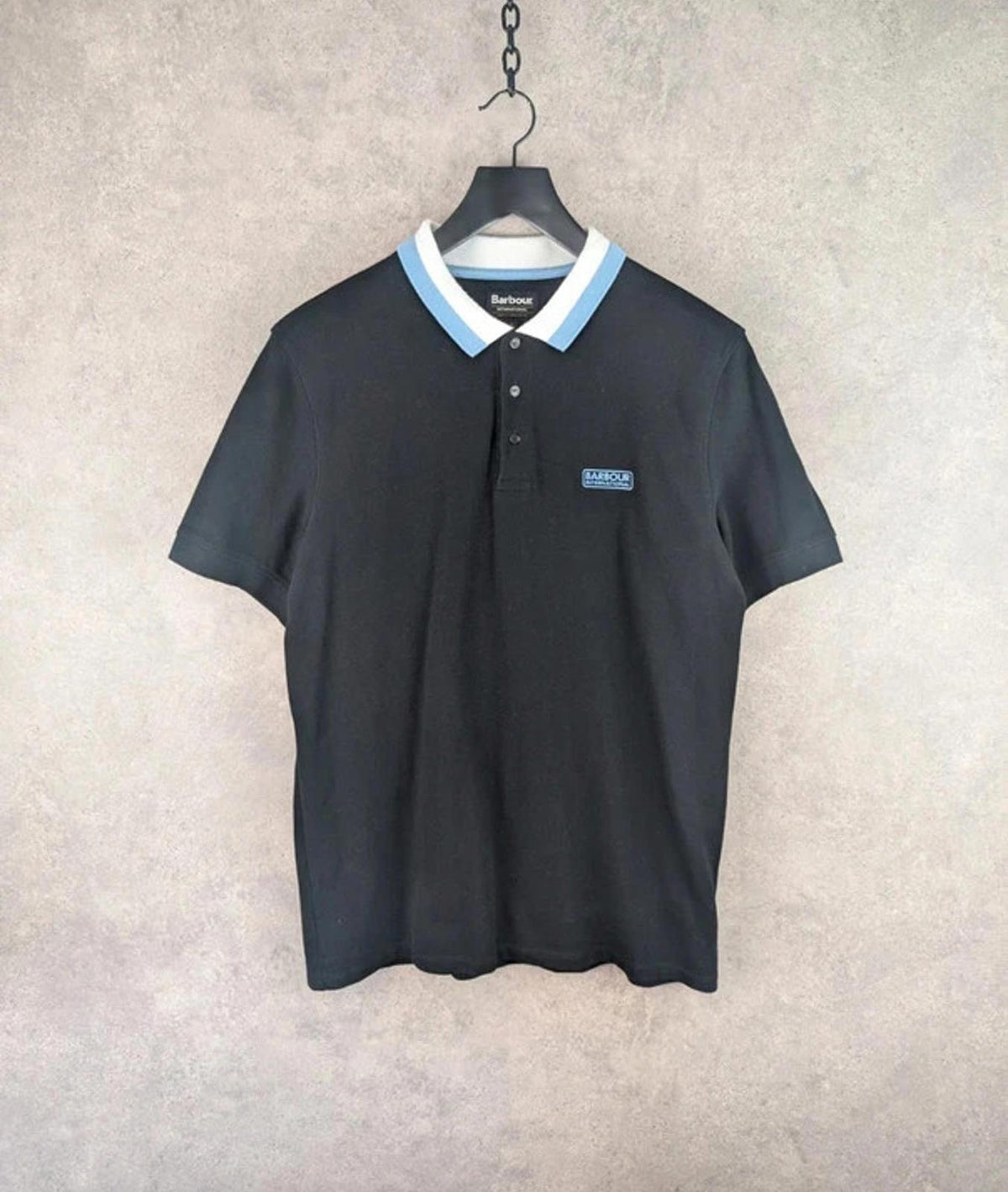 Barbour Polo Shirt Mens XL Extra Large Black Short Sleeve