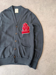 & Sons Jumper Men’s Large Navy Cardigan Track Field Knitted Button Up Varsity Preppy