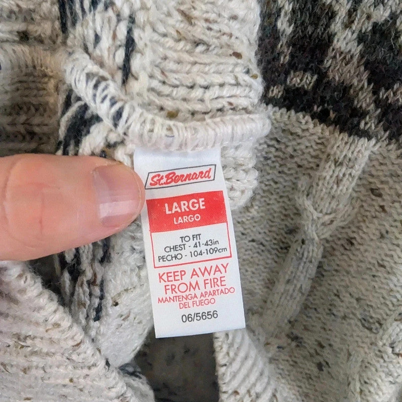 St, Bernard Jumper Mens Large L Knitted Vintage Retro Geometric