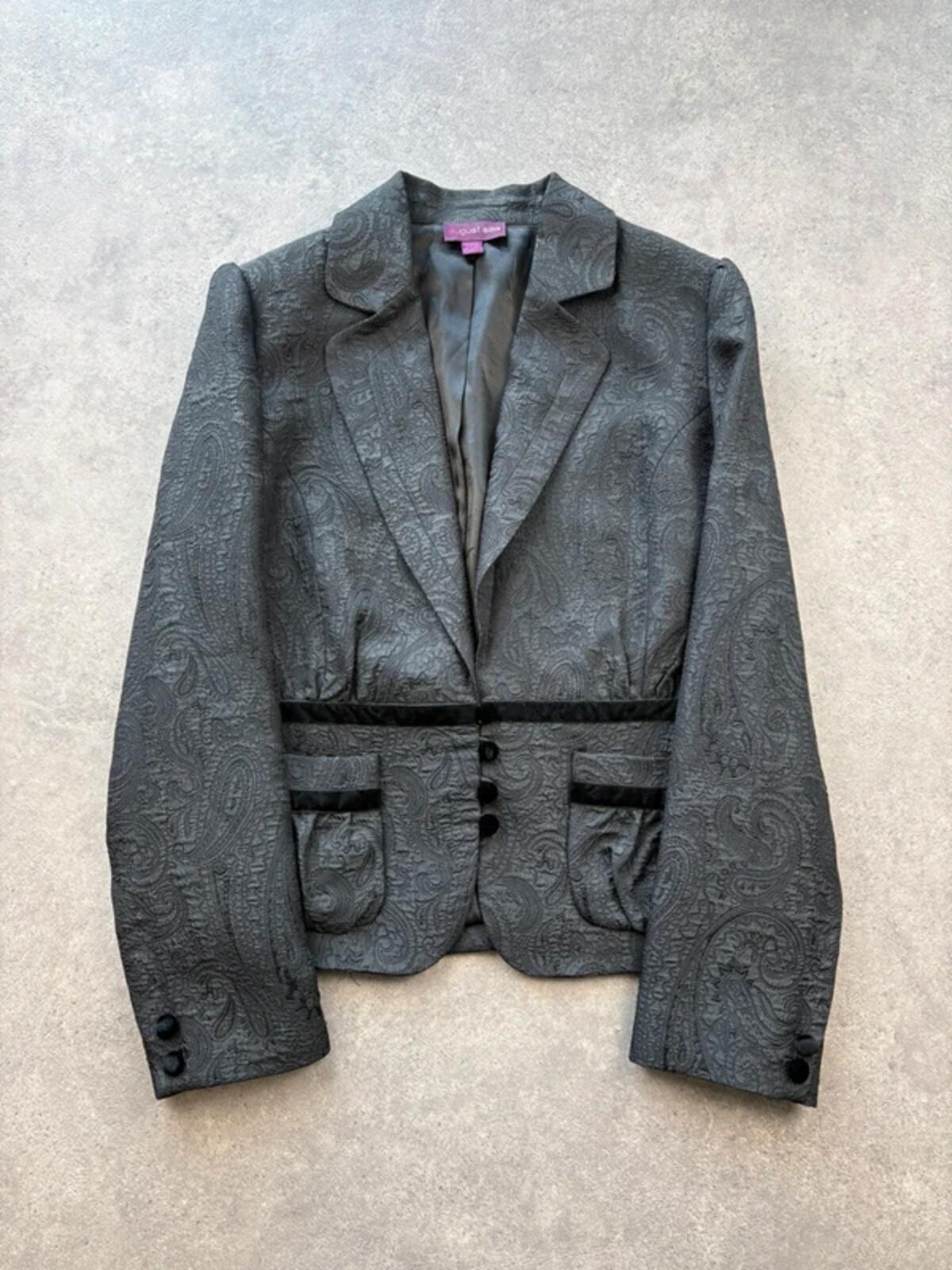 August Silk Y2K Jacket Women’s Medium Black Paisley Tailored Blazer